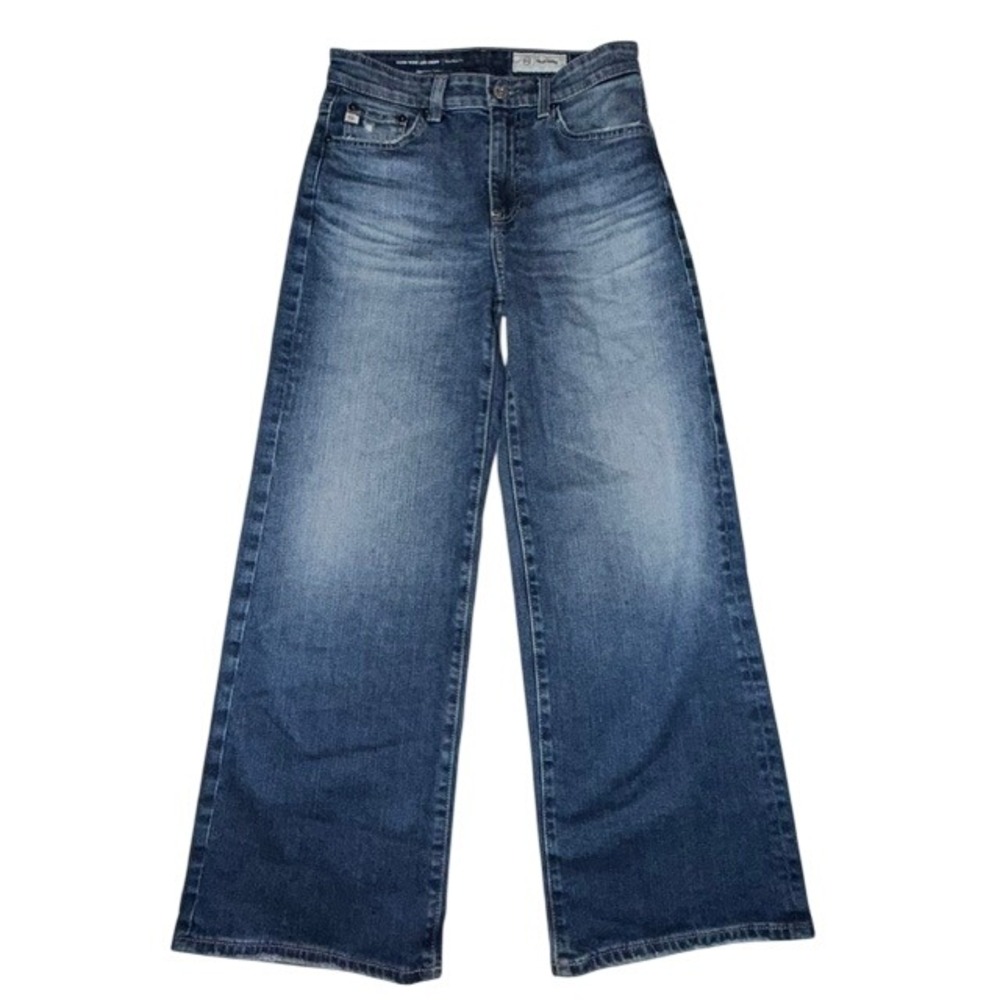 AG Adriano Goldschmied Saige Wide Leg Crop Jeans Blue Mid Rise Size 24